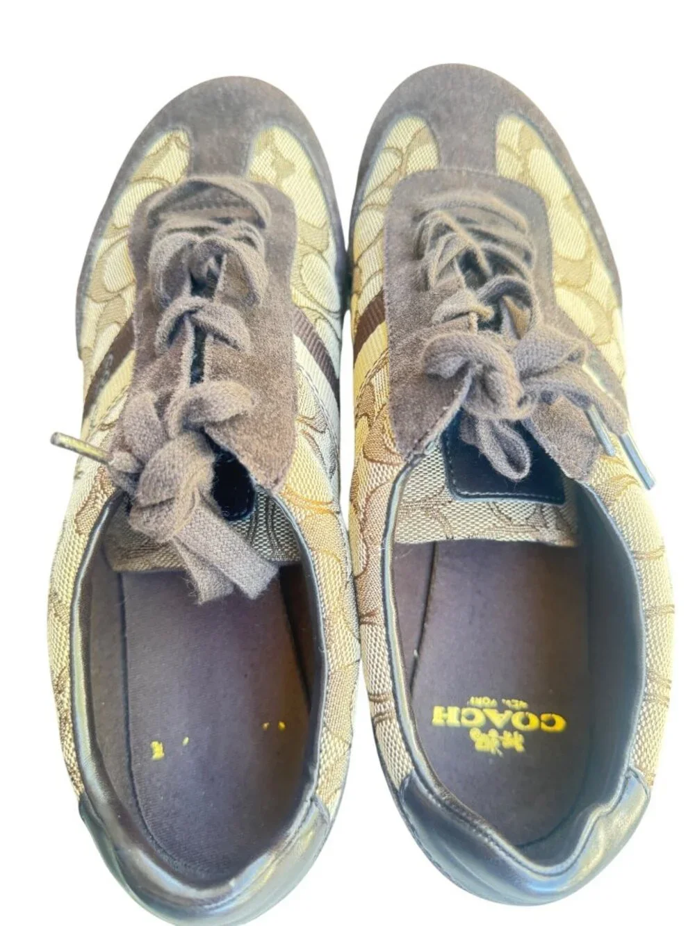 Coach Kelson Womens 8 B Brown Signature Canvas Casual Sneakers Shoes Lace Up